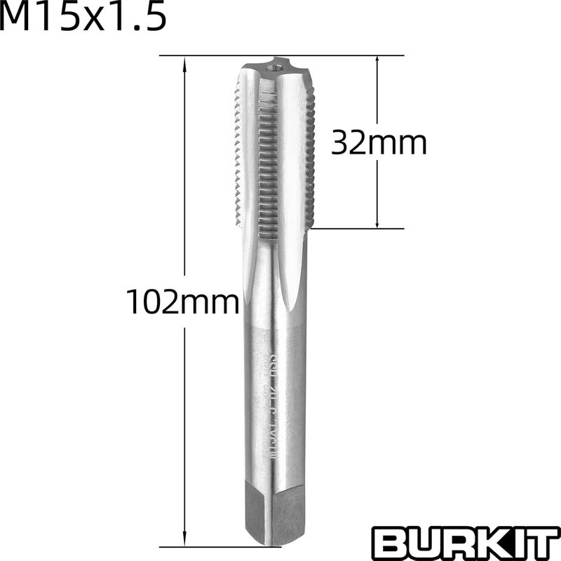 Burkit M15 X 1.5 Tap and Die Set, M15 x 1.5 Machine Thread Tap and Round Die Right Hand - Image 2